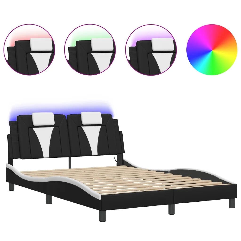 Giroletto Viana con LED senza Materasso Nero e Bianco 140x190 cm