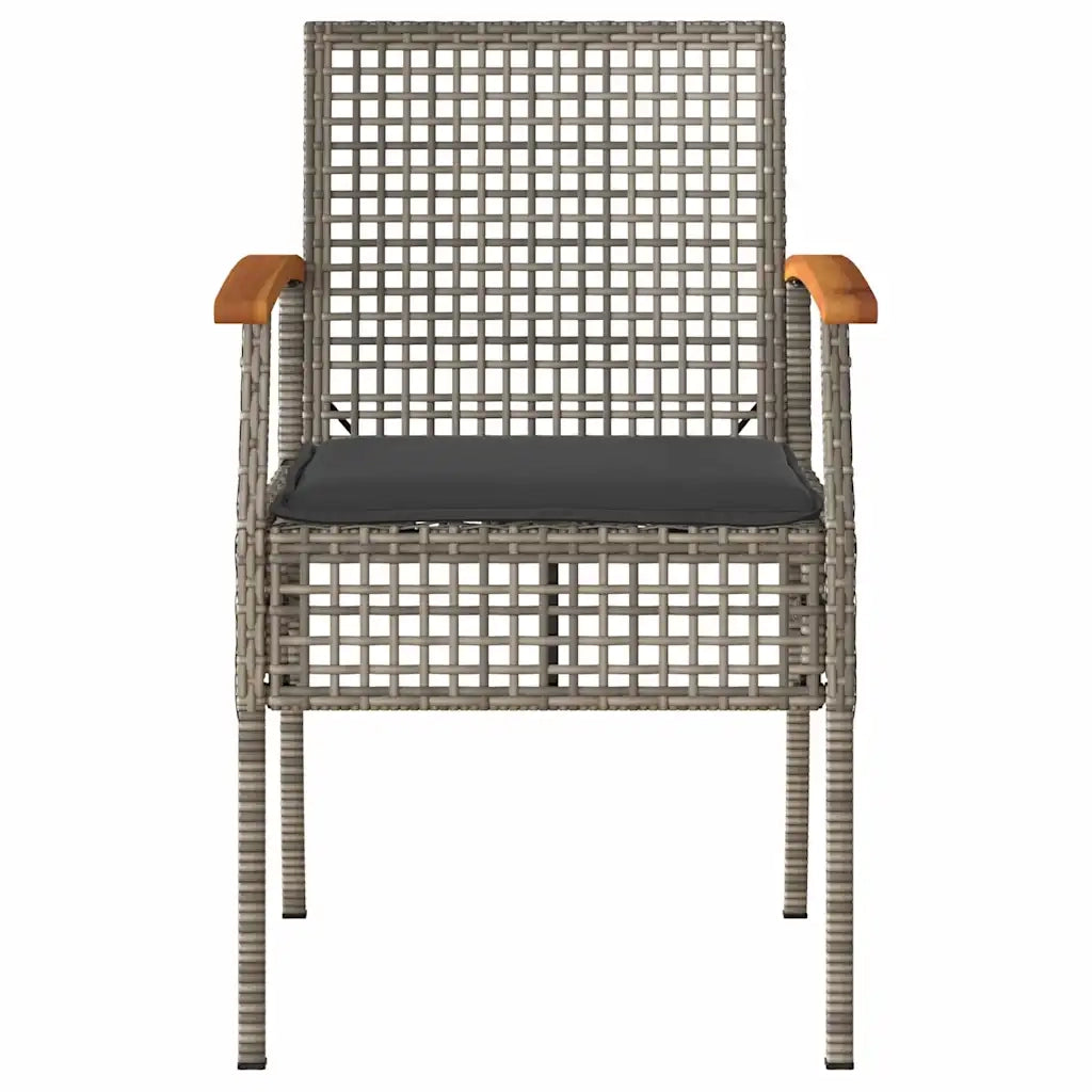 Sedie da Giardino con Cuscini 4pz Grigie in Polyrattan e Acacia 366252
