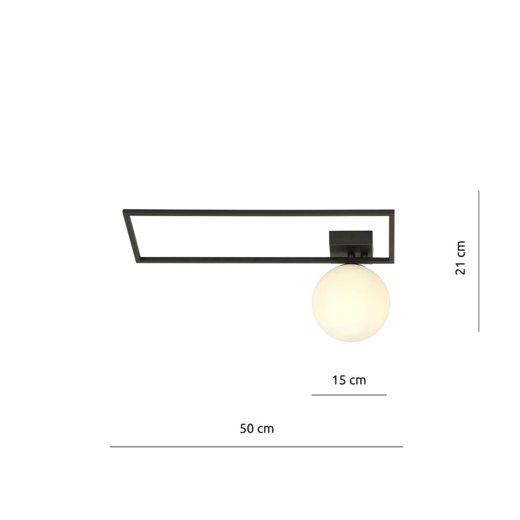 Lampada a parete IMAGO in acciaio nero opaco e vetro opale