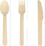 Set di utensili in legno da picnic - 300 pezzi - forchette, cucchiai, coltelli - feste, barbecue, picnic