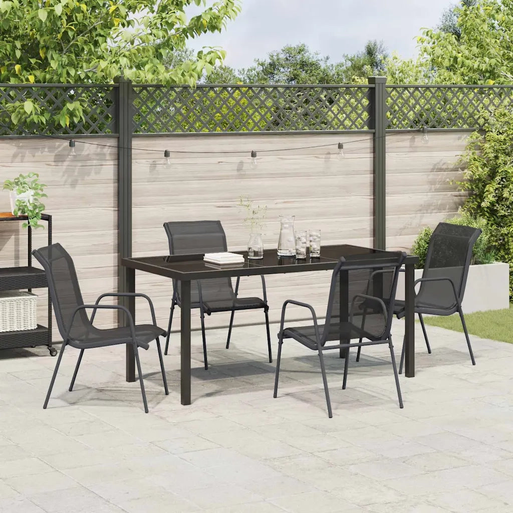 Set da Pranzo per Giardino 5 pcs Nero 3379138