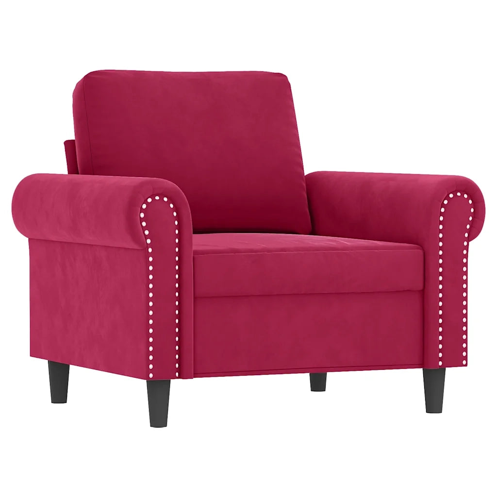 Set di Divani 4 pz con Cuscini Rosso Vino in Velluto