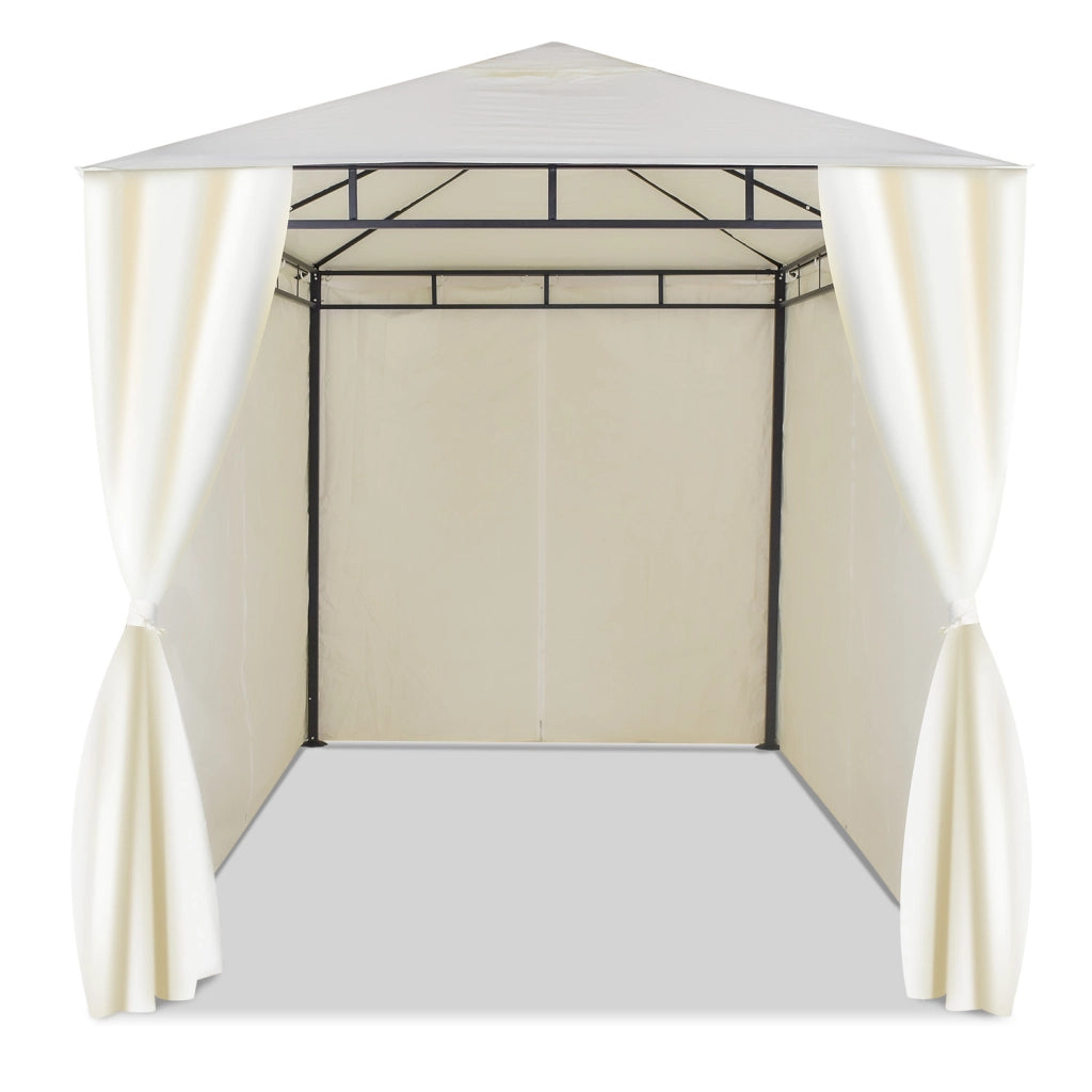 Gazebo 3x2 M per esterni in ferro elegante gazebo da giardino completo di teli laterali colore ecrù