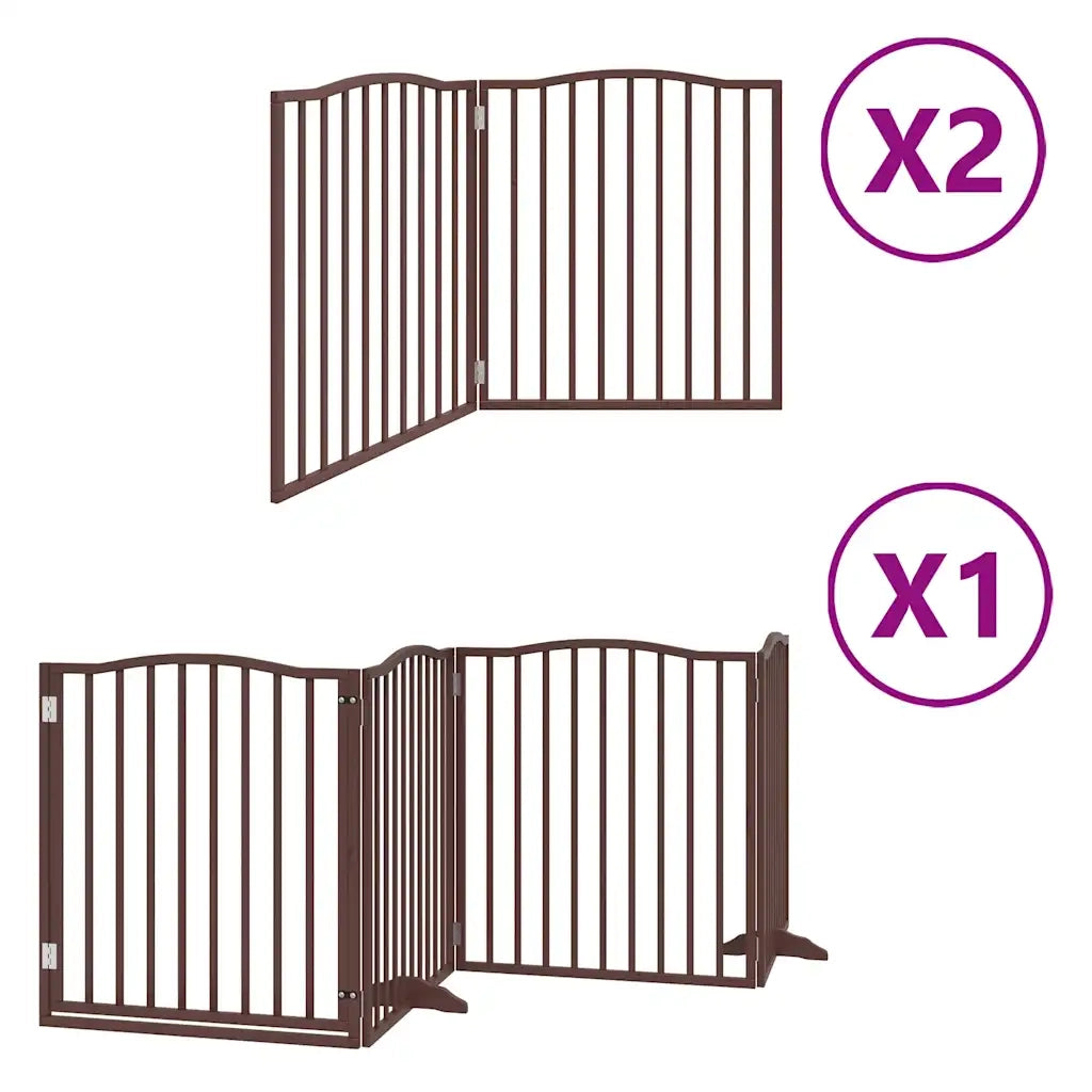 Cancello Cani Porta Pieghevole Marrone 8 Pannelli 640cm Pioppo CFW4439459