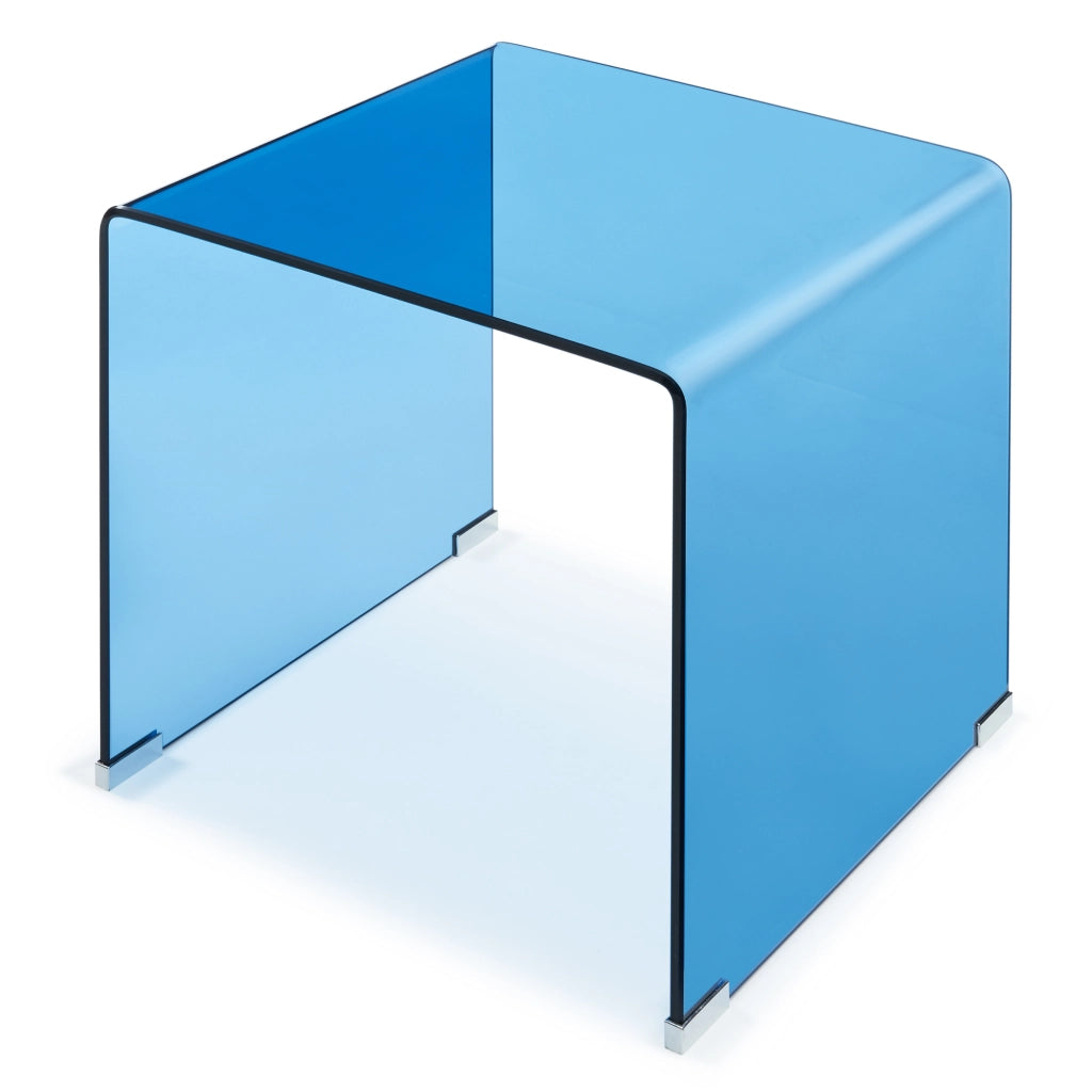Tavolino da Salotto Varlofrek in Vetro 50 x 50 x 50 cm - Blu [en.casa]