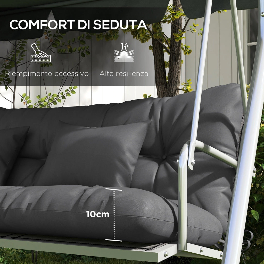 Set 4 Cuscini da Giardino per Schienale e Seduta con Imbottitura in Poliestere Grigio Carbone