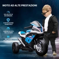 Moto per Bambini 18-60 Mesi Modello BMW HP4 con Fari, Musica e Pedali, in PP e Metallo, 82.5x42x54 cm, Blu