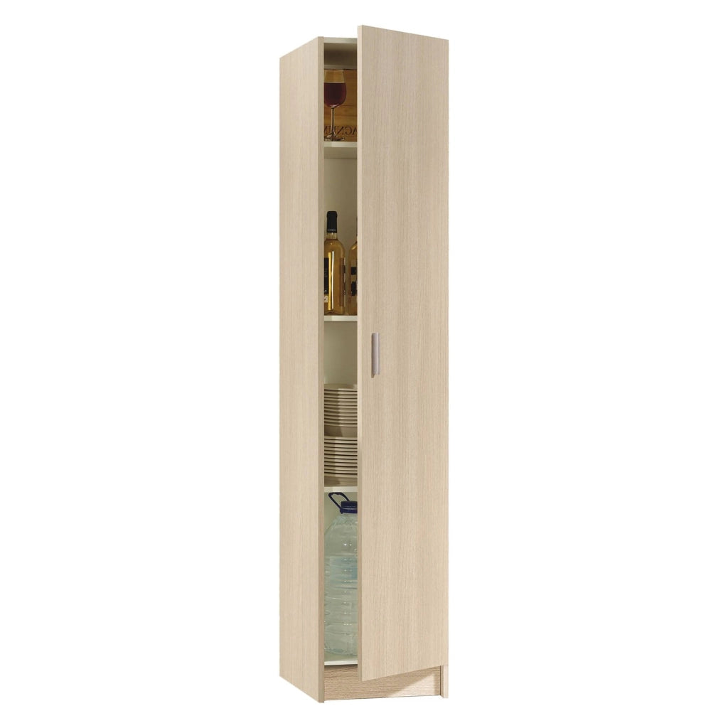 Armadio multiuso Alexander, Mobile ausiliario a 1 anta, Guardaroba portascarpe con ripiani, Scarpiera verticale, cm 37x37h180, Rovere