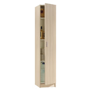 Armadio multiuso Alexander, Mobile ausiliario a 1 anta, Guardaroba portascarpe con ripiani, Scarpiera verticale, cm 37x37h180, Rovere