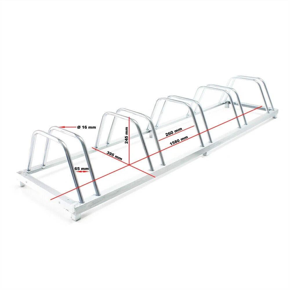 Portabici da terra per 5 biciclette 158 cm versione zincata pratico garage montaggio a parete 16_0001498