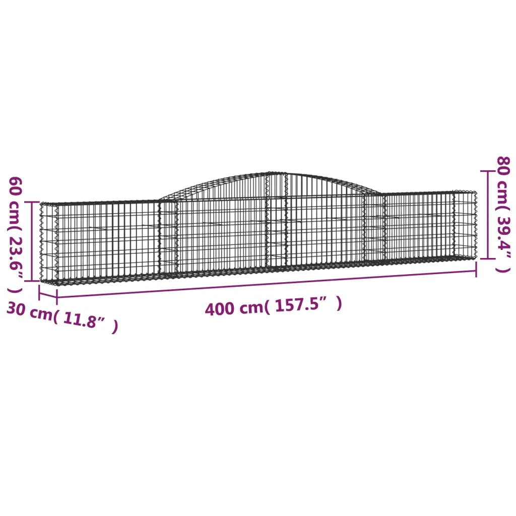 Cesti Gabbioni ad Arco 8 pz 400x30x60/80 cm Ferro Zincato 3146846