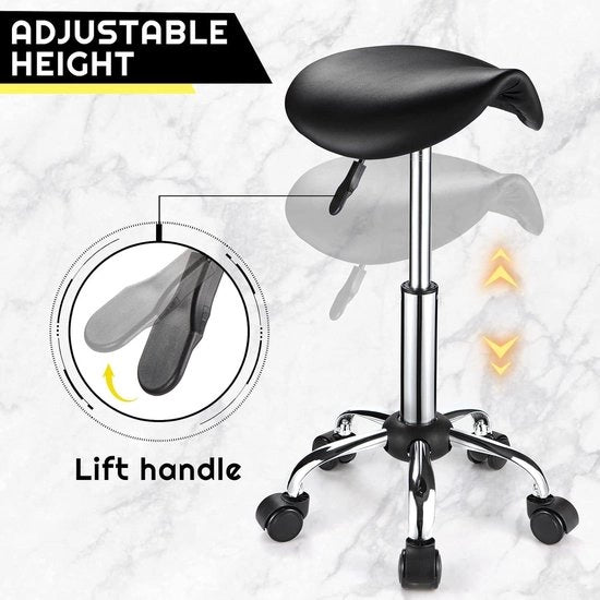 Sedia con ruota regolabile in altezza, nera, con ruota in pelle PU con ruote.