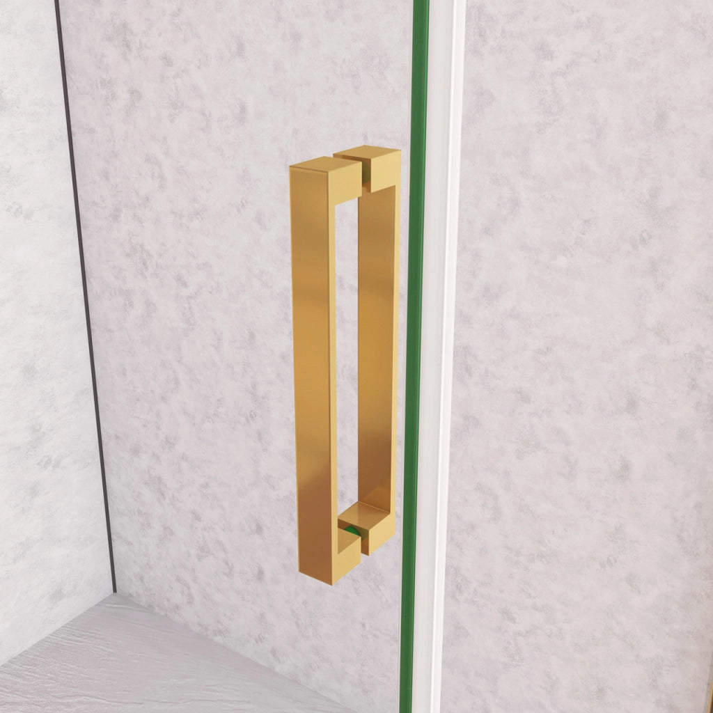 Box Doccia Angolare 110X80 cm H.195 cm Porta Scorrevole con Parete Fissa Vetro 8 mm Temperato Anticalcare Trasparente Telaio Cromo Dorato