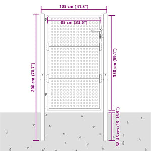 Cancello da Giardino Antracite 100x150 cm in Acciaio 154562