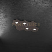 HEXAGON APPLIQUE-PLAFONIERA 4 LUCI + 2 DECORATIVO MARRONE 1142-4L2D-MA
