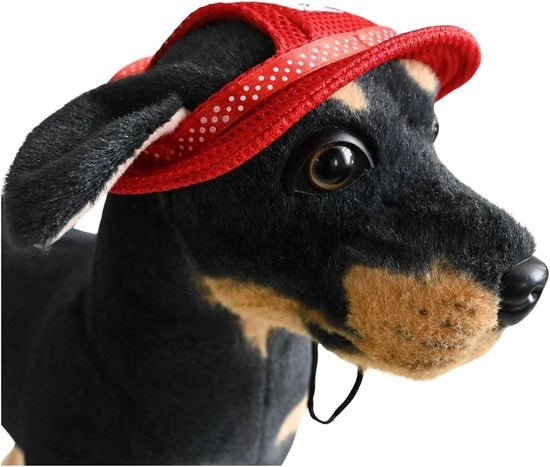 Cappello per Cani da Esterno e Viaggio - Cappello Sportivo Ronde per Cani Piccoli - Respirante e Protettivo dal Sole - Rosso (M) - Adatto anche ai Gatti