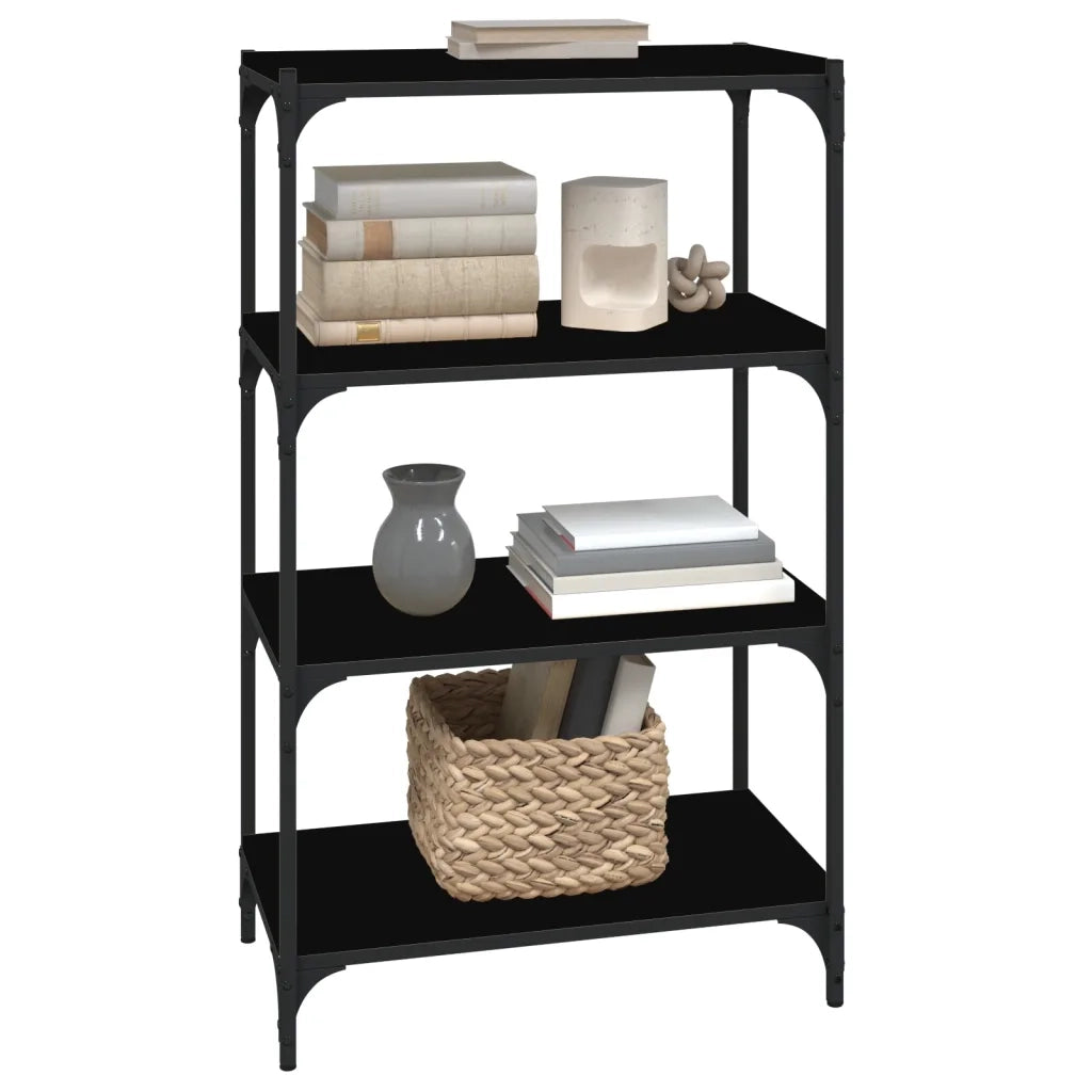 Mobile Porta Libri Nero 60x33x100cm Legno Multistrato e Acciaio cod mxl 24149