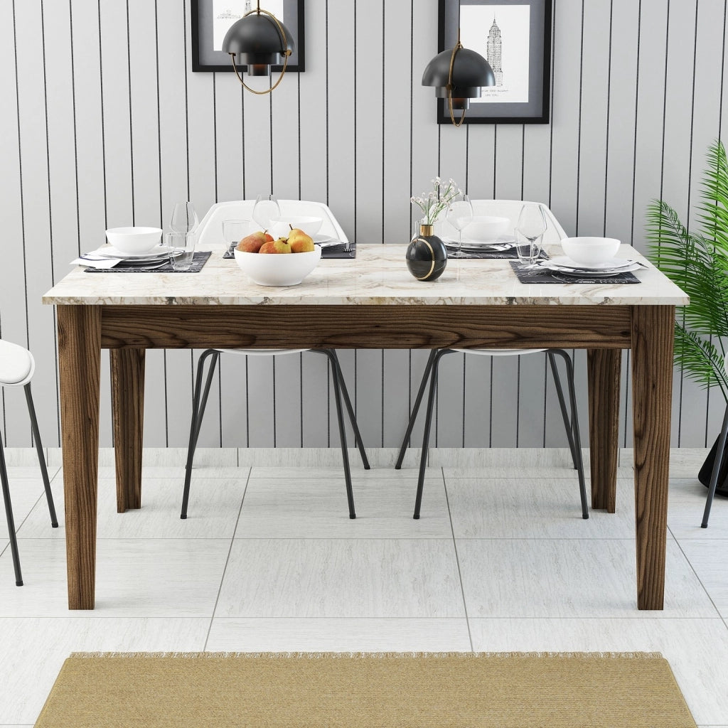 Viverone, Tavolo Fisso 6 Posti, 145x88x75h cm Marrone Noce
