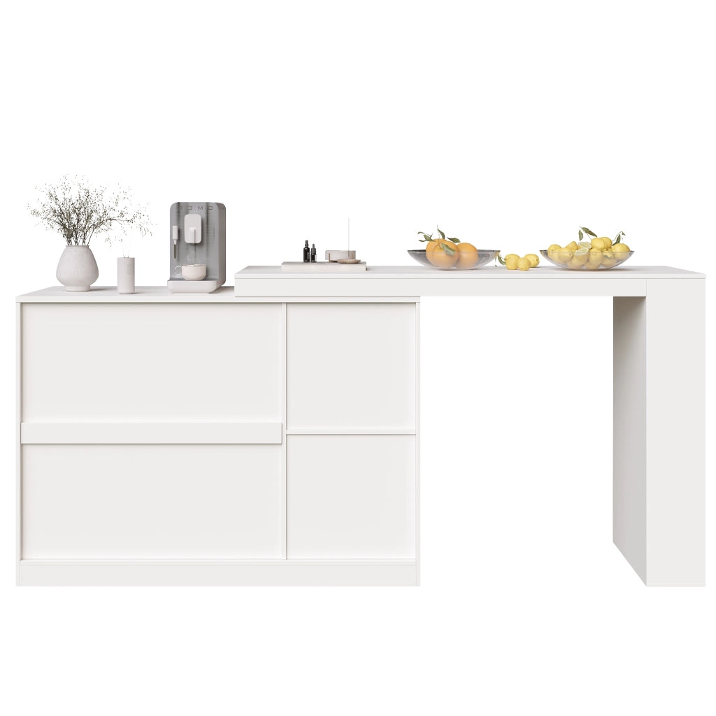 Tavolo Bar Girevole 360¡ã con Mobile Contenitore ¨C Xylo ¨C Bianco, Vetro, 120x40x97 cm