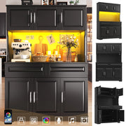 Mobile Alto da Cucina con LED e Ripiani Regolabili ¨C MINIMAL ¨C Nero 108x40x180