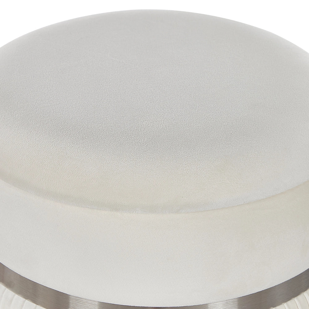Set di 2 pouf Velluto bianco Fasce metalliche Glamour Contenitori interni Soggiorno Camera da letto