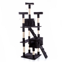 Albero tiragraffi nero 170 cm con piattaforme, cuccette e scale