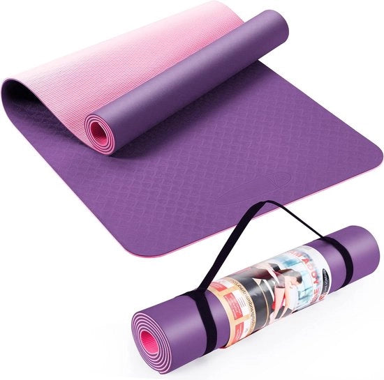 Mat Yogger Anti-Slittura con Cinturini Porta per Signore e Signore - Pilates Stiro Ginnastica a Casa - 183 x 61 x 0,6 cm