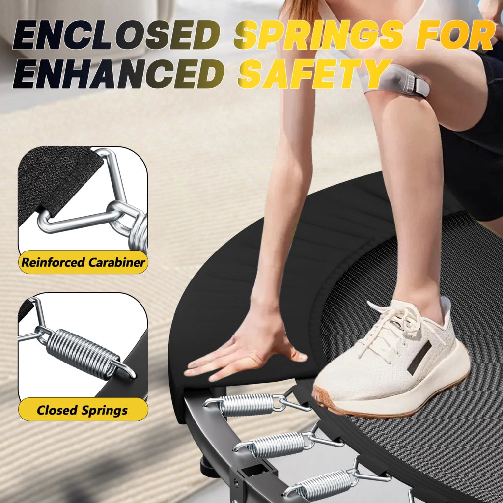 TRAMPOLINO FITNESS 101 cm Pieghevole Nero in Acciaio con Maniglia Regolabile
