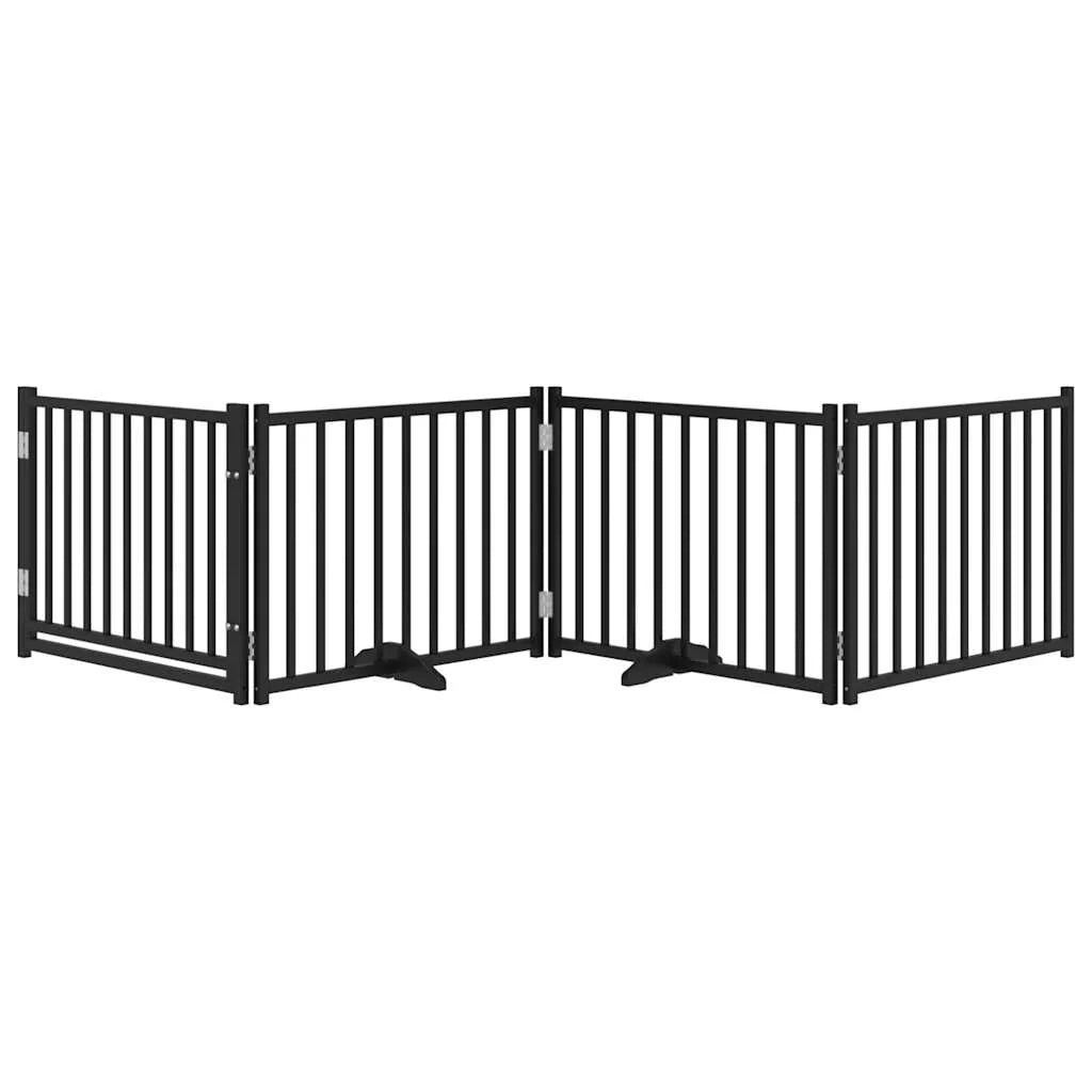 Cancelletto di sicurezza per cani con 4 pannelli in legno massello di abete nero 02_0023307