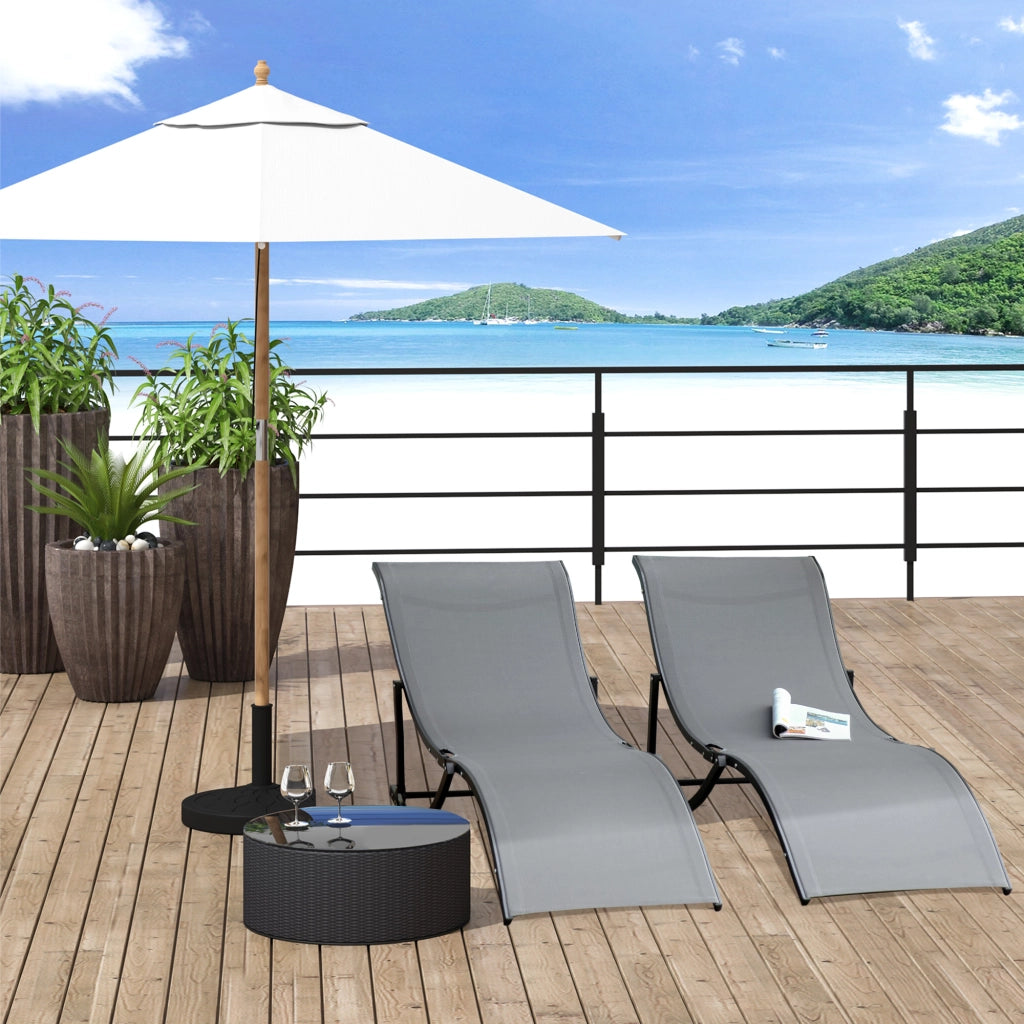 Set 2 Lettini da Giardino ¨C zephmum ¨C Grigio Scuro Textilene Alluminio 165x61x63 cm