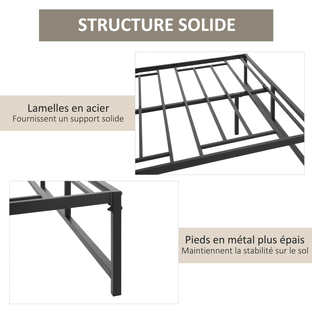 Letto matrimoniale contenitore con rete a doghe ¨C Xylo ¨C acciaio nero 140x190 cm
