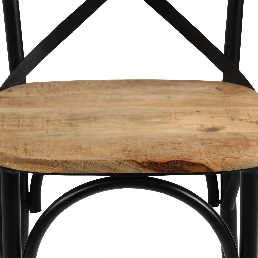 Sedie con Motivo a Croce 2 pz Nere in Legno Massello di Mango cod mxl 13843