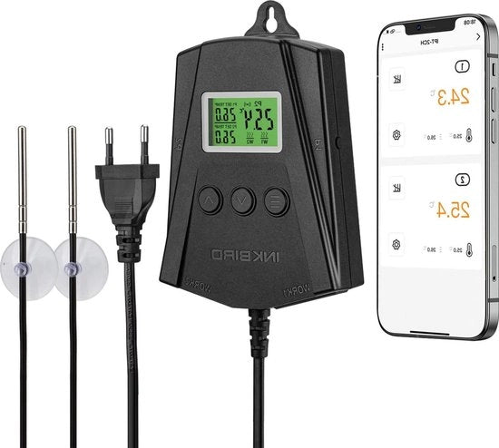 Regolatore di temperatura per mattonelle riscaldanti 2 canali WiFi con controllo via app e sacchetto per semi di insetti.
