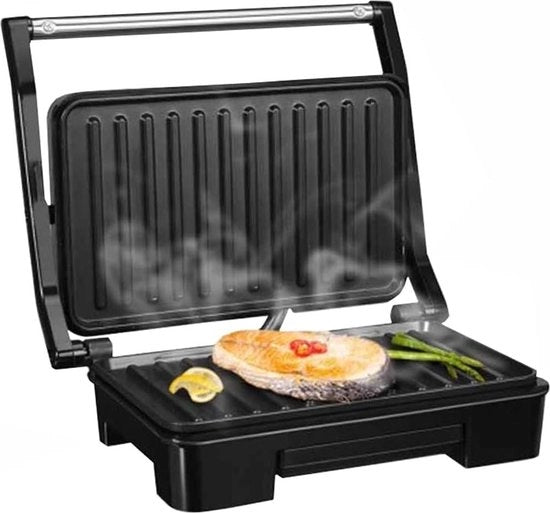 Grill a contatto 850 W con superficie antiaderente, maniglia di tocca freddo, regolazione di temperatura automatica, indicatori di temperatura, paniniera elettrica, grill - prestazioni potenti, rivestimento duraturo.