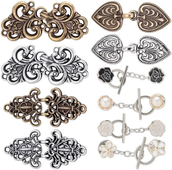 Set di Clip per Vestiti Vintage - 6 Clip/4 Chiavi per Cardigan - Clip per Sciarpa Retro - Accessorio di Abbigliamento Femminile - Adatto per Vestiti Aperti - Clip per Sciarpa