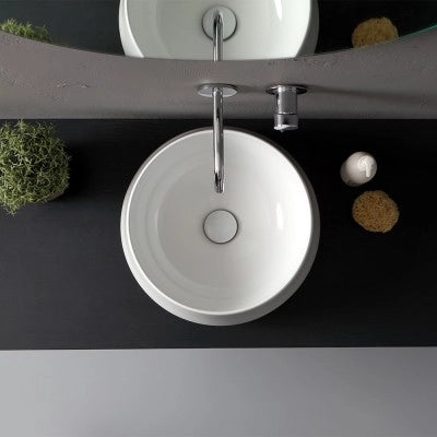 Lavabo da appoggio in ceramica bianco lucido tondo 42 cm  Aris
