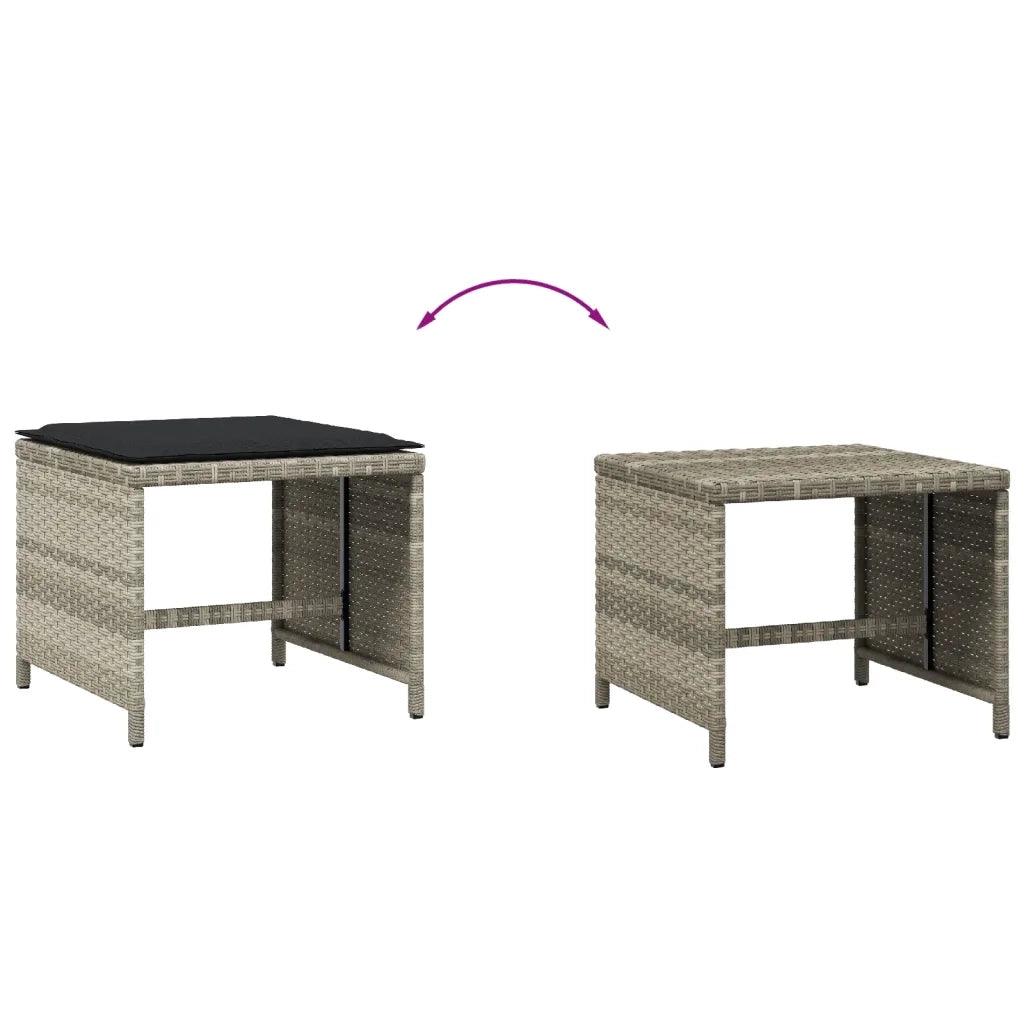 Sgabelli Giardino Cuscini 4 pz Grigio Chiaro 40x40x35 Polyrattan CFW9209071