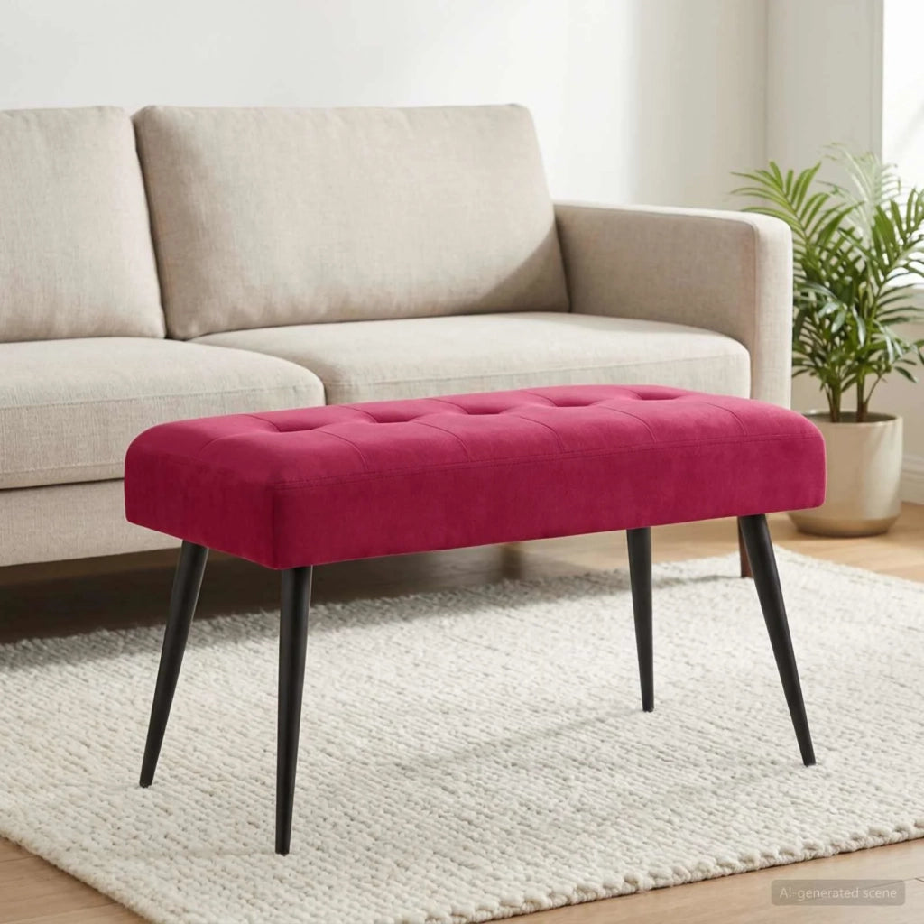 Panchina con bottoni imbottiti Rosso Vino 80 x 40 x 46 cm 42038520