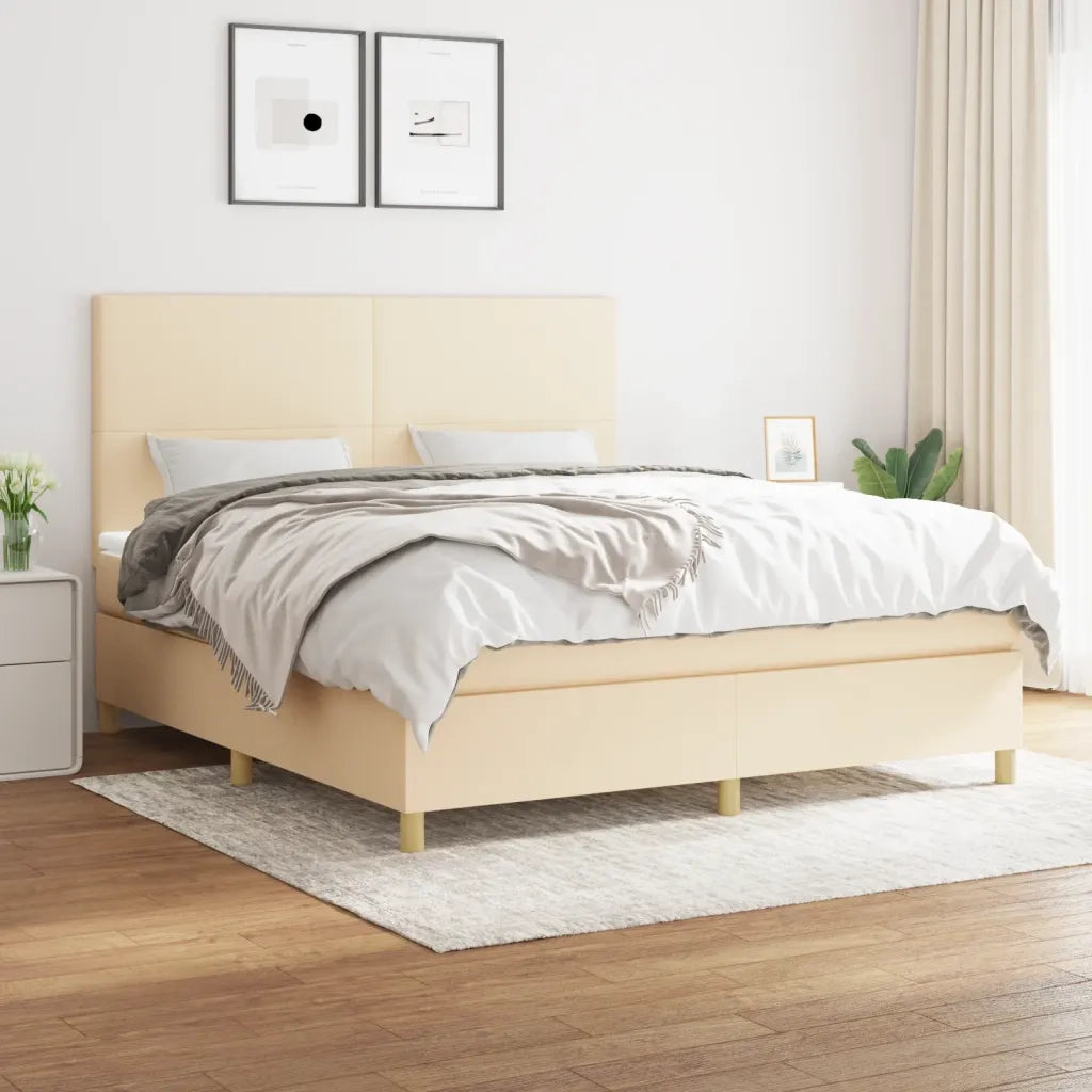 Giroletto a Molle con Materasso Crema 160x200 cm in Tessuto 3142190