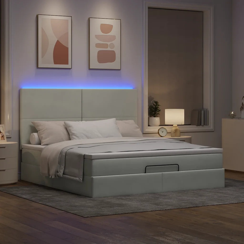 Struttura Letto Pouf con Materassi 160x200 cm in Velluto