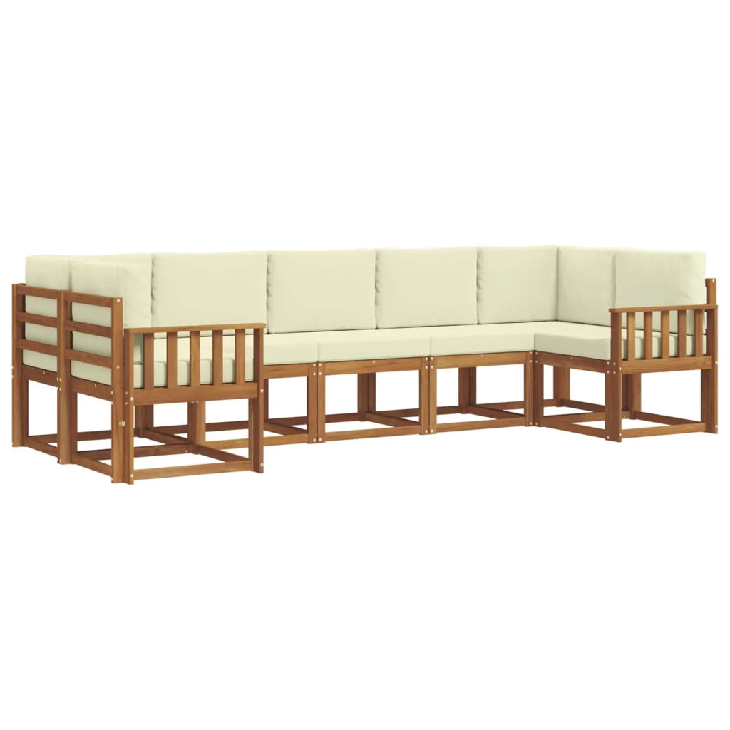 Set di divani da esterno con cuscino 7 pcs Naturale e Crema 3366913