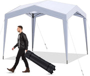 Gazebo Pop-up 302 x 302 cm, Gazebo Impermeabile con Ruote, 8 Picchetti, 4 Corde Antivento, Tendone Pieghevole Resistente per Spiaggia, Feste e Campeggio