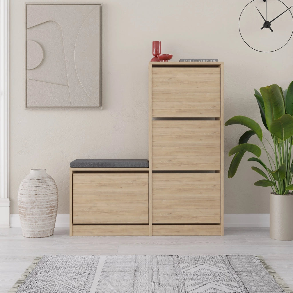 Scarpiera in legno "Dude" - 105 x 26 x 118 cm - Marrone