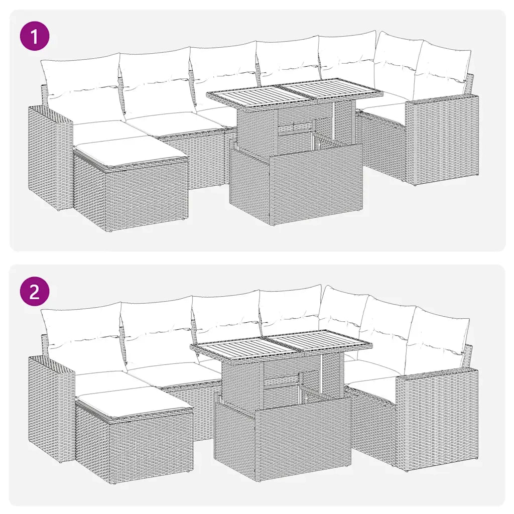 Set Divano da Giardino 8 pz con Cuscini Grigio in Polyrattan 3327070
