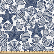 Stoffa per metro, stelle di mare, rivestimento di alta qualità per accessori domestici, 10 m (148 x 1000 cm), blu scuro e bianco