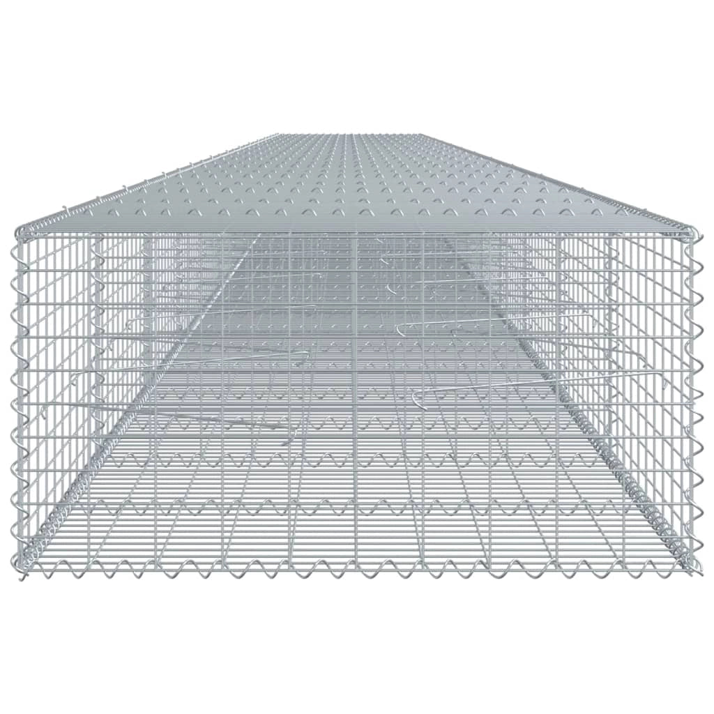 Gabbione recinto a gabbia muro di contenimento con coperchio 1200 x 100 x 50 cm ferro zincato argento 02_0040133