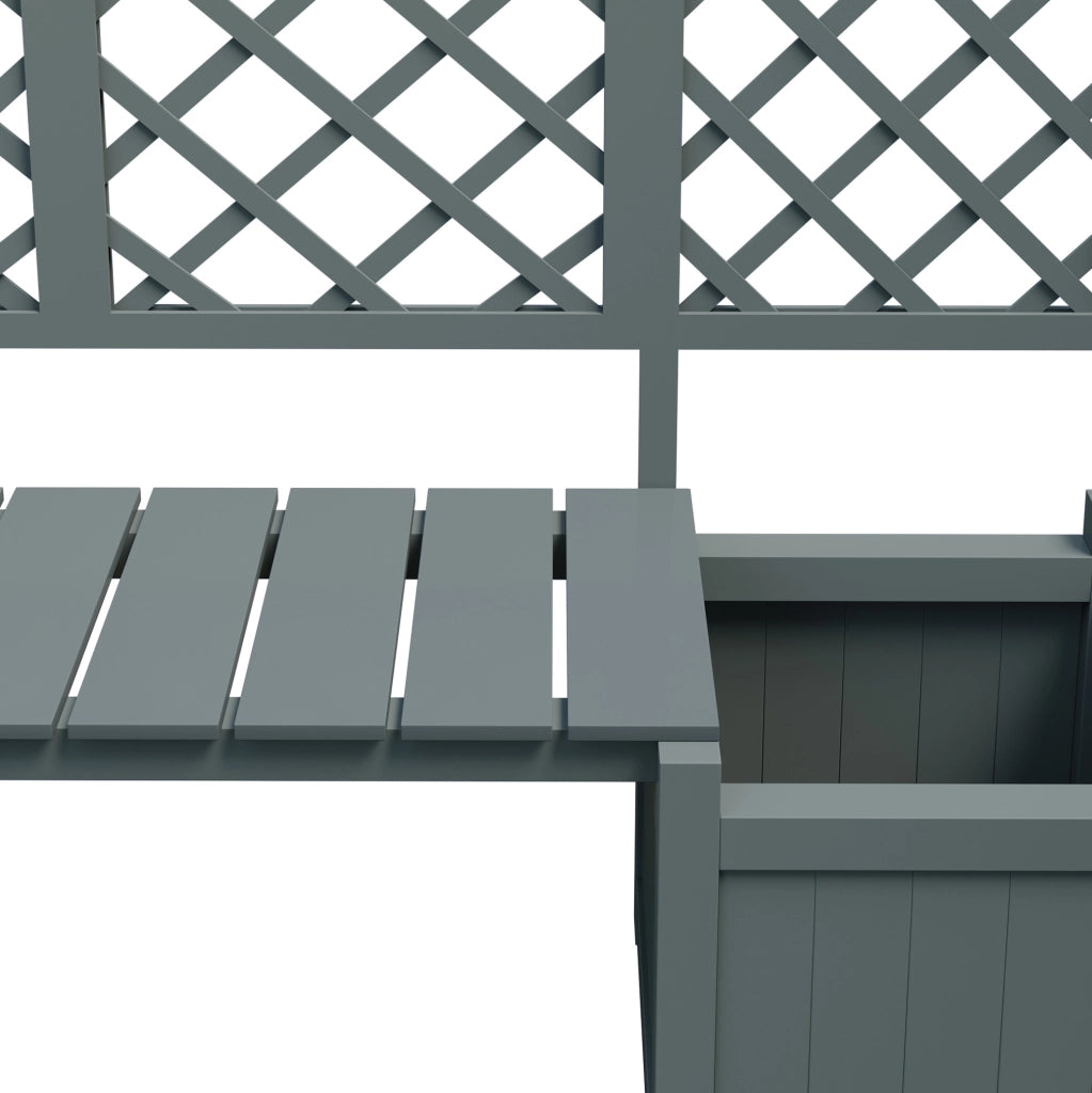 Fioriera con grigliato 169x145x42 cm con seduta in legno grigio