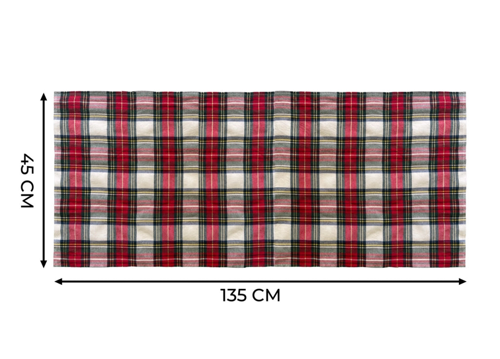 Tovaglia Cucina Soggiorno Misto Cotone Fantasia Tinto In Filo Con Lurex Mod. Natalina Scozzese - Runner - Panna