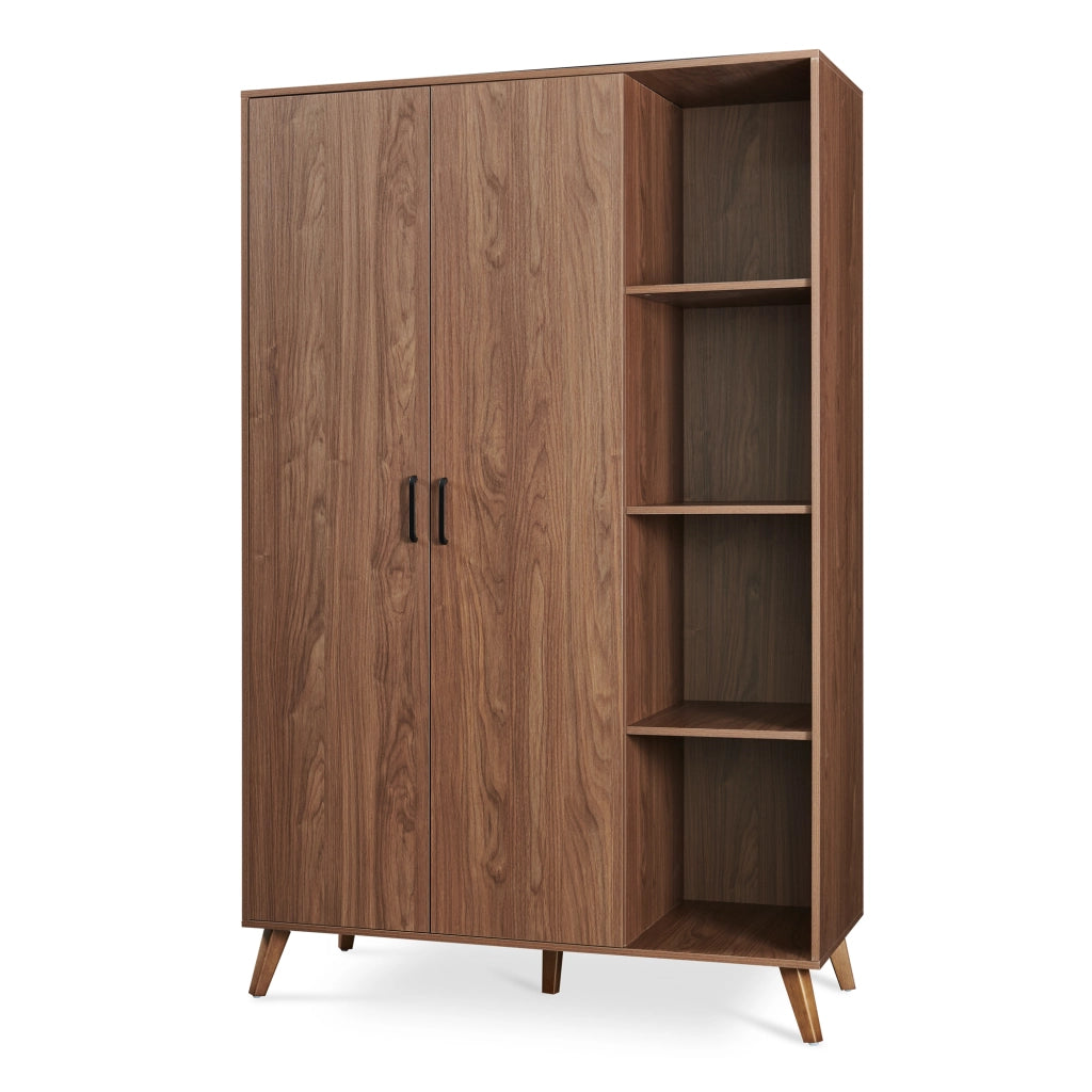 Armadio Guardaroba Norg con 2 Ante e 8 Scomparti 191x120x52 cm - Effetto Noce [en.casa]