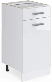 Mobiletto base per cucina R-Line, Bianco lucido, 40 cm senza piano di lavoro, per la libera combinazione all'interno di sistemi cucina modulari